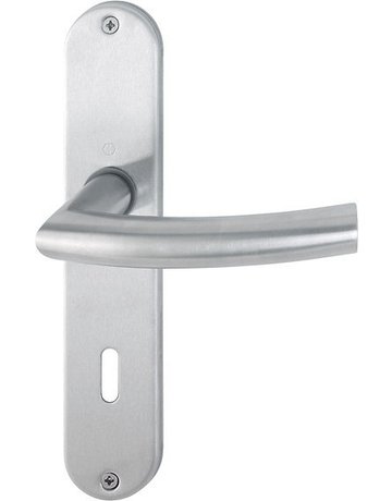 Bild HOPPE Drückergarnitur Trondheim E1430Z/302, Langschild, oval, Buntbart gelocht, Entfernung 72mm, Vierkant 8mm, Türstärke 35 - 45mm, Befestigungstechnik ohne Stütznocken, grau, edelstahl matt-0