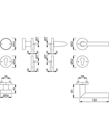 Bild Wechselgarnitur Rosette58/42KV/42KVS/1140GRT F1 8 PZ - Hoppe-1