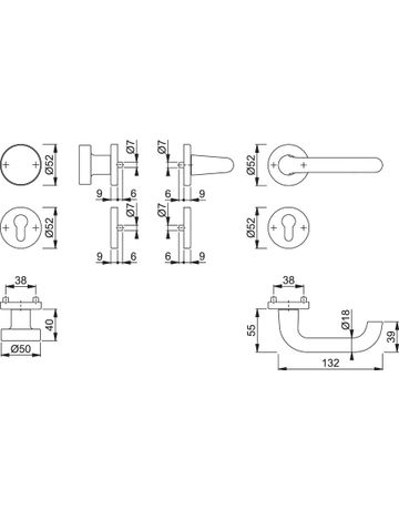 Bild Wechselgarnitur Rosette58/42KV/42KVS/138LGRT-F1 8 PZ - Hoppe-1