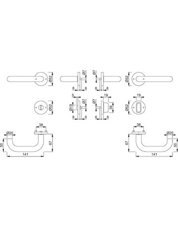 Bild Garnitur RosetteE138Z/42KV/42KVSGRT-F69 8 SK/OL - Hoppe-1