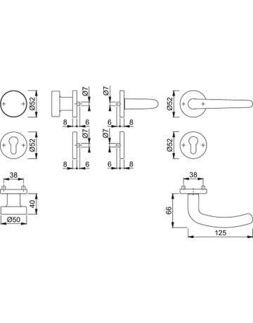 Bild Wechselgarnitur RosetteE58/42KV/42KVS/1310Z F69 8 PZ - Hoppe-1