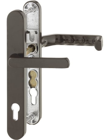 Bild HOPPE Drückergarnitur Liverpool 099KH/3357N/1313G, Langschild, oval, Profilzylinder gelocht, Entfernung 92mm, Vierkant 8mm, Türstärke 67 - 72mm, Befestigungstechnik mit Stütznocken, braun, dunkelbraun seidenglänzend beschichtet-0
