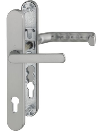 Bild HOPPE Drückergarnitur Liverpool 099KH/3357N/1313G, Langschild, oval, Profilzylinder gelocht, Entfernung 92mm, Vierkant 8mm, Türstärke 67 - 72mm, Befestigungstechnik mit Stütznocken, grau, stahlfarbig, eloxiert-0