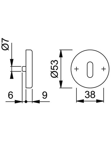 Bild Schlüsselrosettenpaar 42KVS rund,BB, 9mm,TS 37-42,F1 - HOPPE-1