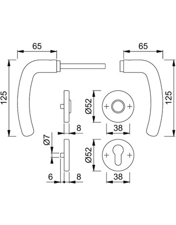 Bild Garnitur RosetteE1310Z/42KV/42KVS F69 8 PZ 37-42 - HOPPE-1