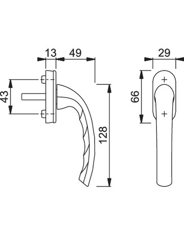 Bild Fenstergriff 0710/U26 N10A, F1, 7x32, o.Schrauben - HOPPE-1