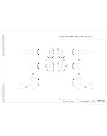 Bild HOPPE Drückergarnitur Atlanta 1530/42KV/42KVS, Rosette, rund, WC Schlitzkopf, Vierkant 8mm, Riegel-Vierkant 8mm, DIN Links-Rechts, TS 37 - 42mm, mit Stütznocken, stahlfarbig eloxiert, DIY-1