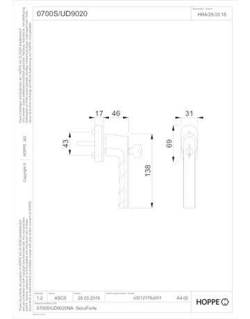 Bild Fenstergriff 0700 S F9016 UD9020 100NM 32-42 mm-1