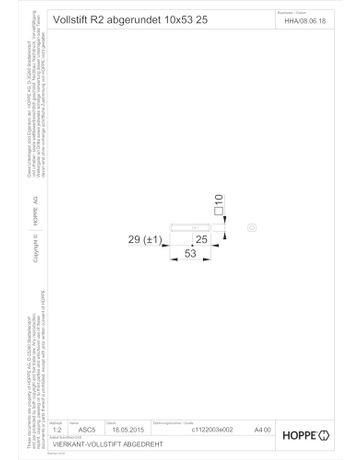 Bild HOPPE Vierkantstift R2, 10x53mm verzinkt-1