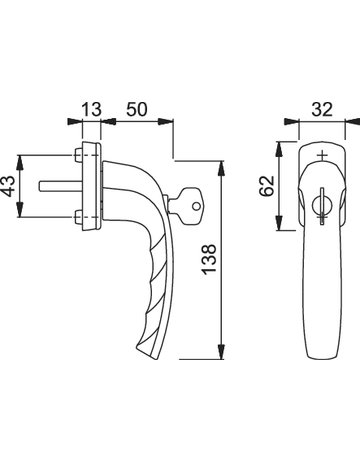 Bild Drehkipp-Fenstergriff, abschließbar, New York 0810S/U10 100NM, DIN Links-Rechts, 7/37mm, verkehrsweiß - HOPPE-1