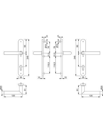 Bild HOPPE Drückergarnitur Amsterdam E1400F/3357N, Langschild, oval, Profilzylinder gelocht, Entfernung 92mm, Vierkant 8mm, Türstärke 67 - 72mm, Befestigungstechnik mit Stütznocken, grau, edelstahl matt-1