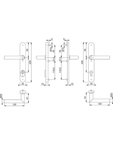 Bild HOPPE Sicherheits-Drückergarnitur Amsterdam E1400F/3359ZA/3357N, Langschild oval, 15mm, ES 1, mit Zylinderabdeckung, Profilzylinder gelocht, Entfernung 92mm, Vierkant 8mm, Türstärke 67-72mm, edelstahl matt-1