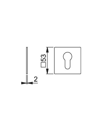 Bild HOPPE Schlüsselrosettenpaar E848S-SK, außen/innen, eckig, ohne Stütznocken, Profilzylinder gelocht, Höhe 2mm, grau, edelstahl matt, DIY-1