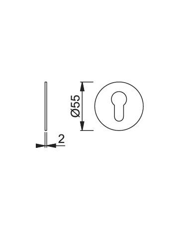 Bild HOPPE Schlüsselrosettenpaar E849S-SK, außen/innen, rund, ohne Stütznocken, Profilzylinder gelocht, Höhe 2mm, grau, edelstahl matt, DIY-1