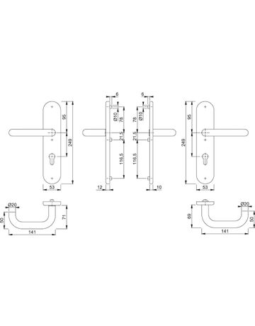 Bild HOPPE Sicherheits-Drückergarnitur Paris FS-E138F/3331/3310, Langschild oval, 12mm, ES 1, ohne Zylinderabdeckung, Profilzylinder gelocht, Entfernung 72mm, Vierkant 9mm, Türstärke 42-47mm, edelstahl matt-1