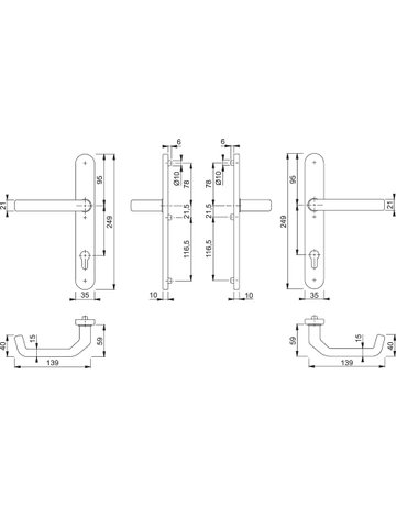 Bild HOPPE Drückergarnitur Liverpool M1313G/3357N, Langschild, oval, Profilzylinder gelocht, Entfernung 92mm, Vierkant 8mm, Türstärke 67 - 72mm, Befestigungstechnik mit Stütznocken, braun, messing brüniert-1