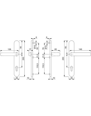 Bild HOPPE Drückergarnitur Liverpool E099KH/3357N/1313G, Langschild, oval, Profilzylinder gelocht, Entfernung 92mm, Vierkant 8mm, Türstärke 67 - 72mm, Befestigungstechnik mit Stütznocken, grau, edelstahl matt-1