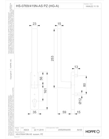 Bild HS-Grt.,PZ,schwarz matt Austin HS-0769/419N-AS außen - HOPPE-1