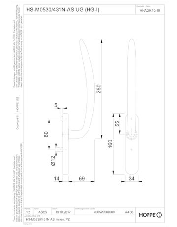 Bild HS-Grt.,UG,messingfarben poliert-Resista Atlanta HS-M0530/431N-AS innen - HOPPE-1