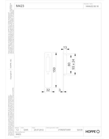 Bild Muschelgriff M423 150x32,halboffen,F77-R - HOPPE-1