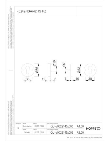 Bild HOPPE Schutzrosette E42NSA/42HS, rund, 12mm, ES 1/Profilzylinder gelocht, edelstahl matt, Türstärke 57 - 62mm-1