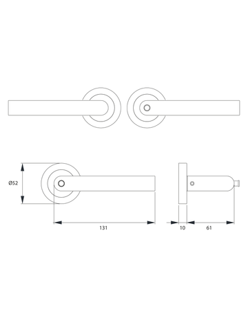 Bild Drücker-Rosettengarnitur Rhodos ER28 DIN L ohne Schlüsselrosette Edelstahl matt KD Basic TS 45mm-1