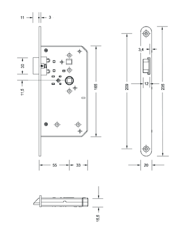 Bild Einsteckschloss S9 DIN rechts KD Comfort innen öffnend KD Comfort Edelstahl matt-1