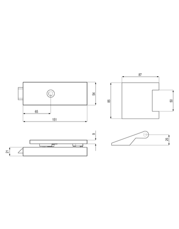 Bild Glastürschloß EGS 660Q OS 83 mit Bänder Kosmos schwarz unverschließbar - Karcher Design-1
