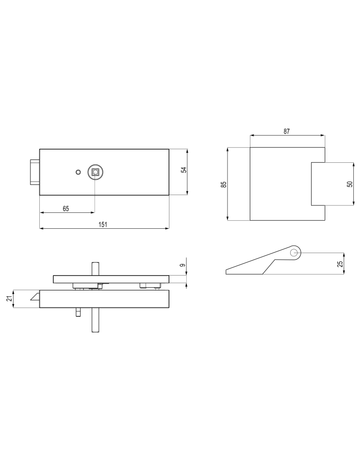 Bild Glastürschloß KD Comfort EGS 660QR S9 83m.Bänder Kosmos schwarz KD Comfort Privacy - Karcher Design-1