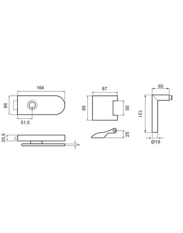 Bild Glastürschloß EGS28 370 0S 71 mit Bänder Edelstahl matt Drücker vorn - Karcher Design-1