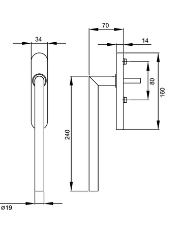 Bild Hebeschiebetürgriff innen EHS28 UN ungelocht Kosmos schwarz 9/10mm - Karcher Design-1