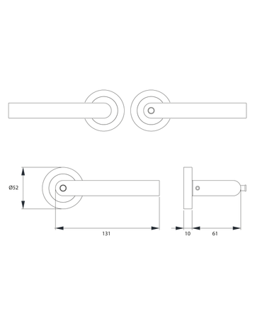 Bild Drücker-Rosettengarnitur Rhodos ER28 DIN R ohne Schlüsselrosette Edelstahl matt KD Basic TS 45mm-1