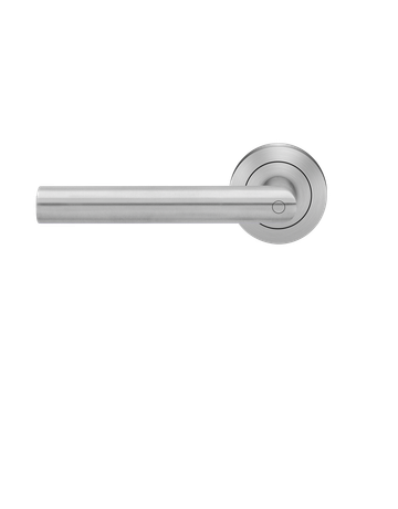 Bild Drücker-Rosettengarnitur Rhodos ER28 DIN L ohne Schlüsselrosette Edelstahl matt KD Basic TS 45mm-0