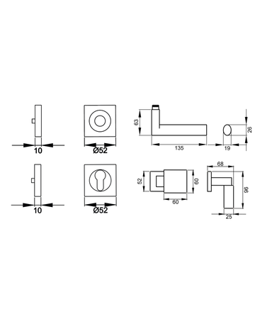 Bild Wechsel-Rosettengarnitur Madeira ER45Q PZ Edelstahl matt rechts TS 39-48mm - Karcher Design-1