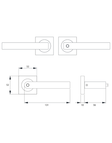 Bild Drücker-Rosettengarnitur Seattle ER46Q DIN L ohne Schlüsselrosette Kosmos schwarz KD Basic TS 45mm-1