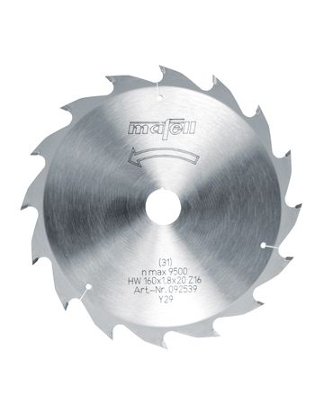 Sägeblatt-HM 160 x 1,2/1,8 x 20 mm, Z 16, WZ, für Längsschnitte in Holz