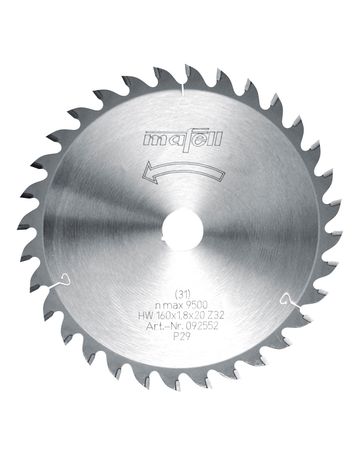 Sägeblatt-HM 160 x 1,2/1,8 x 20 mm, Z 32, WZ, für Feinschnitte in Holz