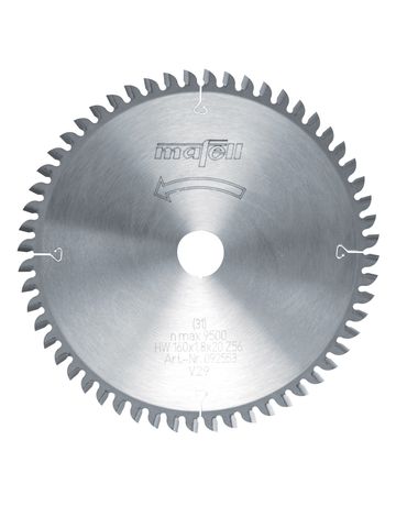 Sägeblatt-HM 160 x 1,2/1,8 x 20 mm, Z 56, FZ/TZ, für Feinschnitte in Holz