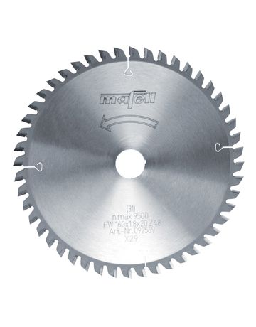 Sägeblatt-HM 160 x 1,2/1,8 x 20 mm, Z 48, FZ/TR, für Schichtstoffplatten (Trespa)