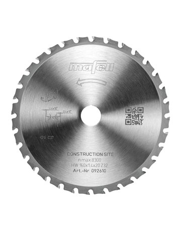 Bild Sägeblatt KSB-CS160 Construction Site, 160 x 1,2/1,4 x 20 mm, Z32, WZFA - Mafell-0