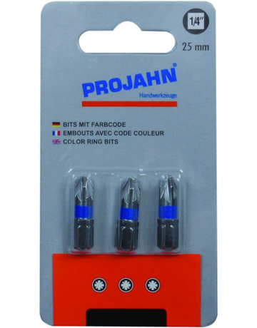 Bild 1/4" markierter Bit Pozidriv Nr 2. 3er Pack L25 mm - PROJAHN-0