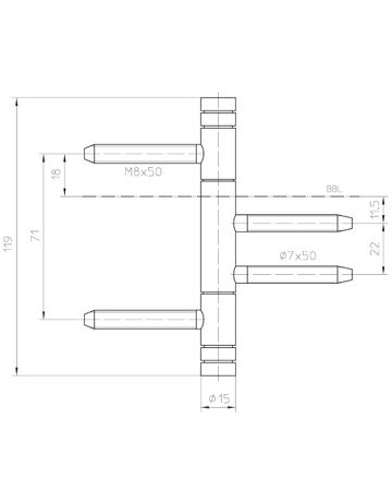 Bild Einbohrband VARIANT V 4426 WF BASIC 3tlg.,15mm matt verchromt/F1 - Simonswerk-2