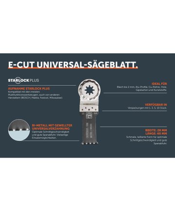 Bild E-Cut Sägeblatt Universal28x60mm Fein VE à 1 Stück StarlockPlus-1