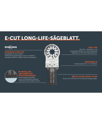 Bild E-Cut Long-Life-Sägeblatt, Länge 34 mm, Breite 20 mm, VE 1 St, Aufnahme SL - Fein-1