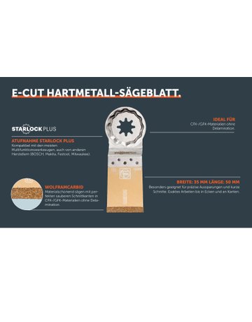 Bild E-Cut Hartmetall-Sägeblatt, Länge 50 mm, Breite 35 mm, Aufnahme SLP - Fein-1