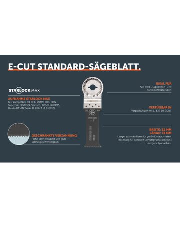 Bild E-Cut Standard-Sägeblatt, Länge 78 mm, Breite 32 mm, VE 1 St, Aufnahme SLM - Fein-1