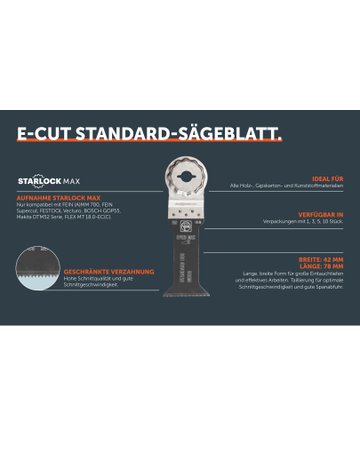 Bild E-Cut Standard-Sägeblatt, Länge 78 mm, Breite 42 mm, VE 1 St, Aufnahme SLM - Fein-1
