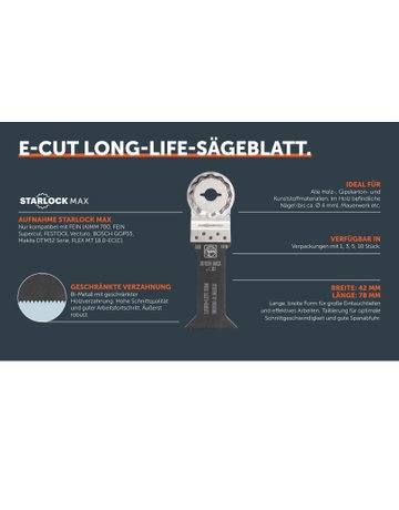 Bild E-Cut Long-Life-Sägeblatt, Länge 78 mm, Breite 42 mm, VE 1 St, Aufnahme SLM - Fein-1
