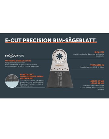 Bild E-Cut Precision BIM-Sägeblatt, Länge 50 mm, Breite 65 mm, VE 1 St, Aufnahme SLP - Fein-1