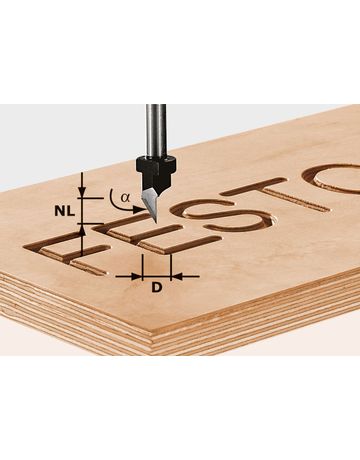 Schriftenfräser Z1 Einschnitt HM D=11 B=10 G=60 H=55 - Festool